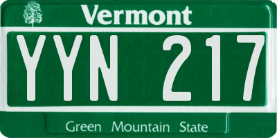 VT license plate YYN217