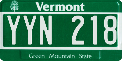VT license plate YYN218