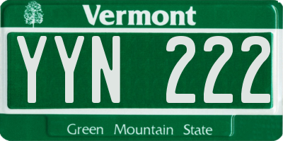 VT license plate YYN222
