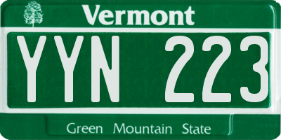 VT license plate YYN223
