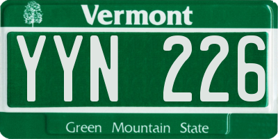 VT license plate YYN226