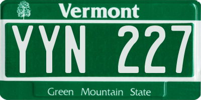 VT license plate YYN227