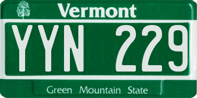 VT license plate YYN229