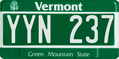 VT license plate YYN237
