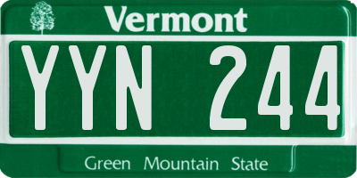 VT license plate YYN244