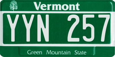 VT license plate YYN257