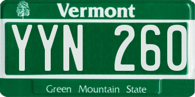 VT license plate YYN260