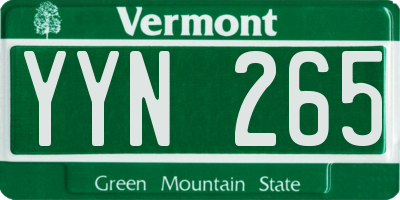VT license plate YYN265