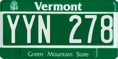 VT license plate YYN278