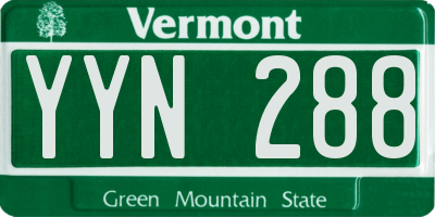 VT license plate YYN288