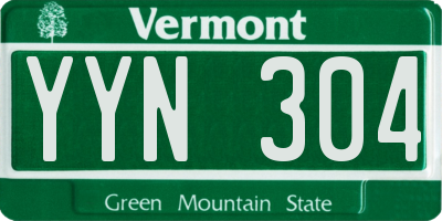 VT license plate YYN304