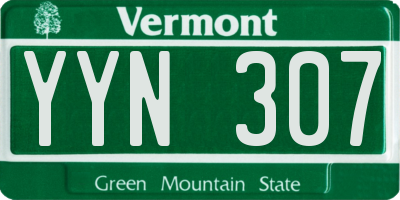 VT license plate YYN307