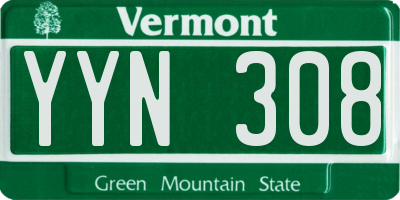 VT license plate YYN308