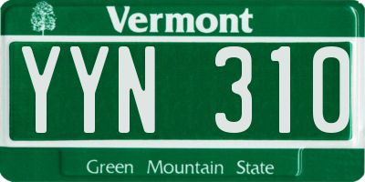 VT license plate YYN310