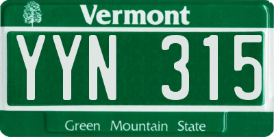 VT license plate YYN315
