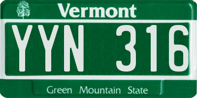 VT license plate YYN316