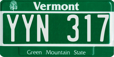 VT license plate YYN317