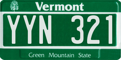 VT license plate YYN321