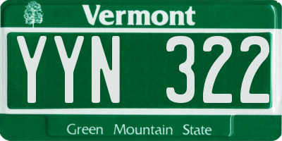 VT license plate YYN322
