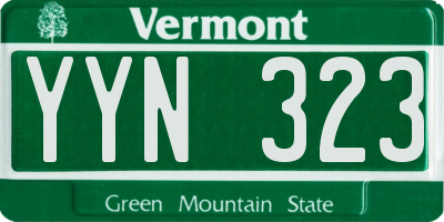 VT license plate YYN323