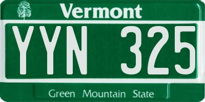VT license plate YYN325