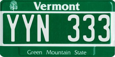 VT license plate YYN333