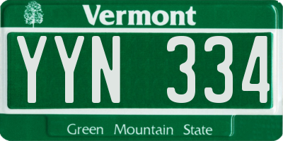 VT license plate YYN334