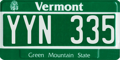VT license plate YYN335