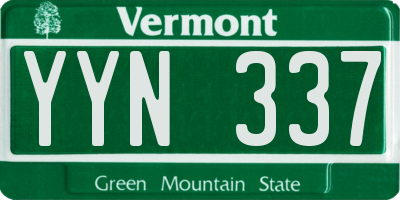 VT license plate YYN337