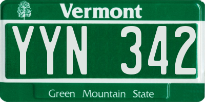 VT license plate YYN342