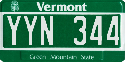 VT license plate YYN344