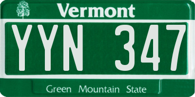 VT license plate YYN347