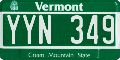 VT license plate YYN349