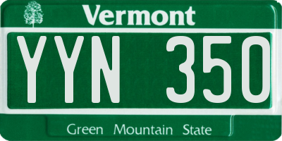 VT license plate YYN350
