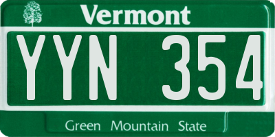 VT license plate YYN354