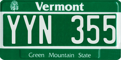VT license plate YYN355