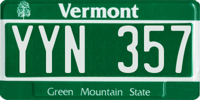 VT license plate YYN357