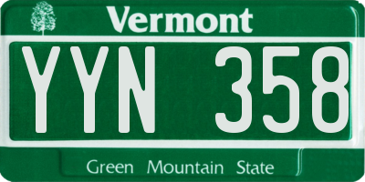 VT license plate YYN358