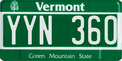 VT license plate YYN360
