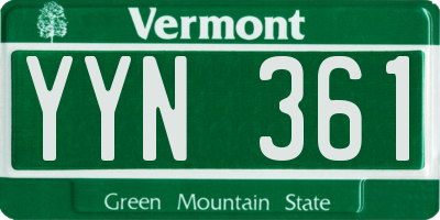 VT license plate YYN361