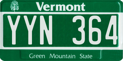 VT license plate YYN364