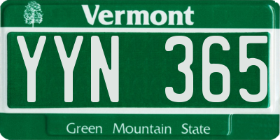 VT license plate YYN365