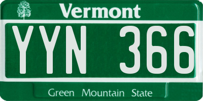 VT license plate YYN366