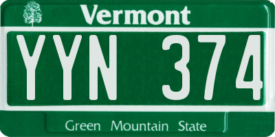 VT license plate YYN374