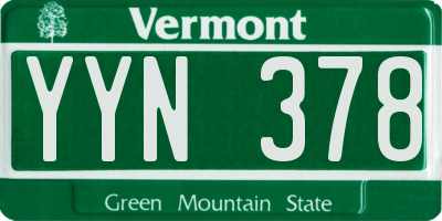 VT license plate YYN378