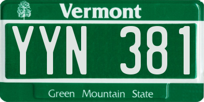 VT license plate YYN381