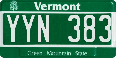 VT license plate YYN383