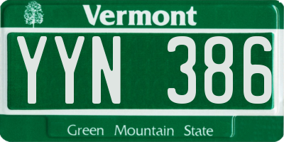 VT license plate YYN386