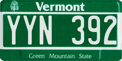 VT license plate YYN392