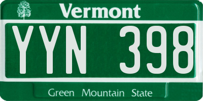 VT license plate YYN398